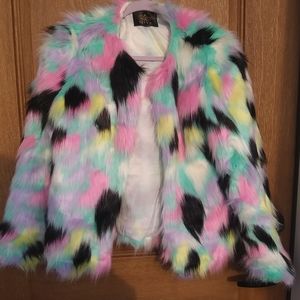 💋QIYE.. FAUX FUR MULTICOLOR JACKET💋